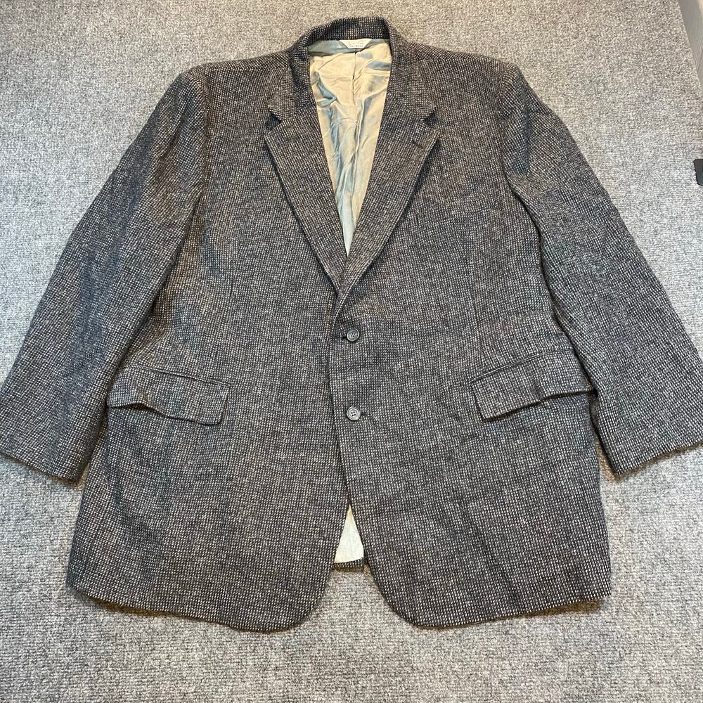Vintage Wall Street Collection Mens 52L Long 100% Virgin Wool Sports Coat Blazer